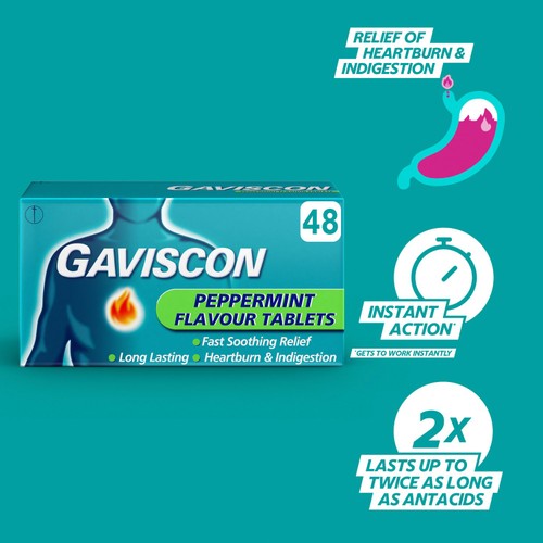 Gaviscon Tablets Heartburn & Indigestion Peppermint