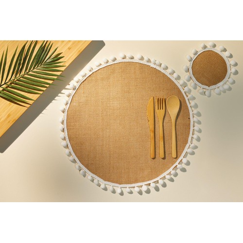 Natural Elements Set of 4 Hessian Placemats, Gift tied and tagged
