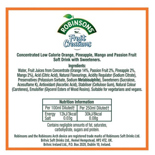Robinsons Fruit Creations Pineapple, Mango & Passionfruit No Added Sugar