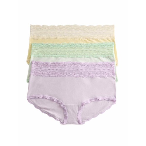 M&S Womens Cotton Rich High Rise Shorts, Size 18, Lavender Mix