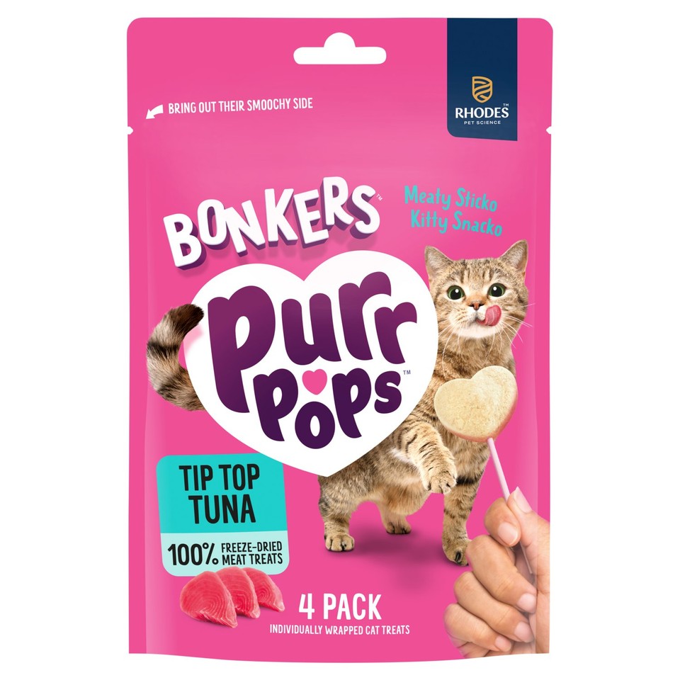 BONKERS Purrpops Freeze Dried Tuna Flavoured Lollipop Cat Treats - Ocado