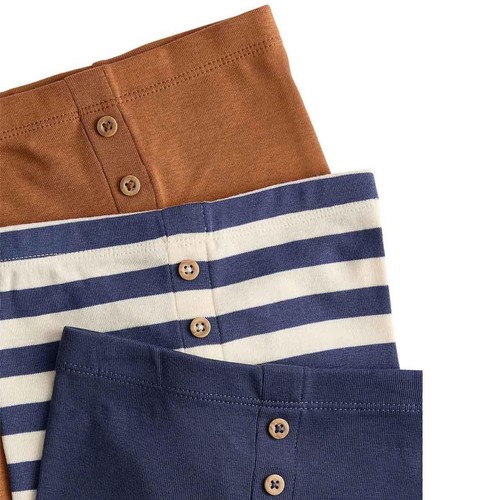 M&S Boys Pure Cotton Striped Leggings, 3-6 M, Blue Mix