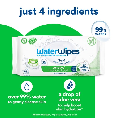 WaterWipes Hydrating Baby Wipes 6 Pack (360 Count)