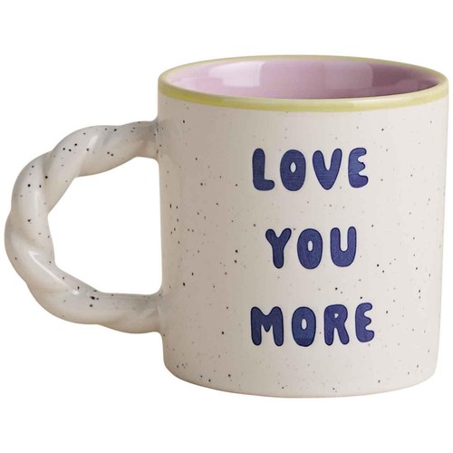 M&S Love You More Slogan Mug, Natural Mix