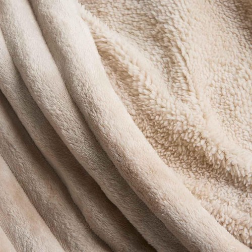 M&S Cloud Fleece Striped Bedding Set, Single, Neutral