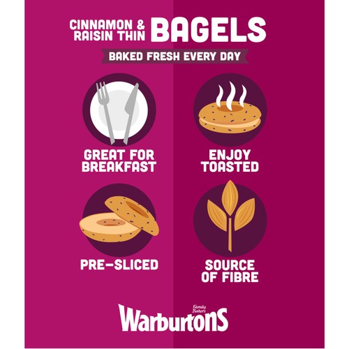 Warburtons Cinnamon & Raisin Thin Bagels