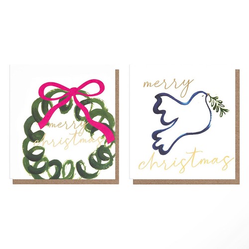 Caroline Gardner Wreath & Dove Christmas Cards 