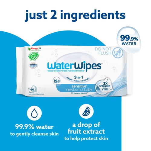 WaterWipes Sensitive Newborn Biodegradable Wipes - 1080 Wipes