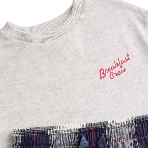 M&S Boys Cotton Breakfast Graphic Pyjamas, 8-9 Y, Grey Mix