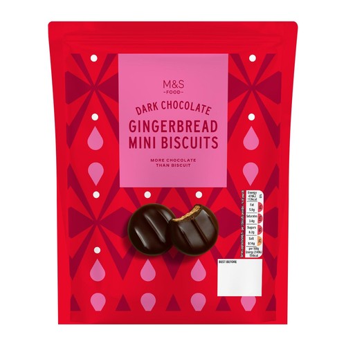 M&S Outrageously Chocolatey Dark Chocolate Gingerbread Mini Biscuits