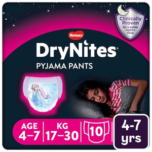 Huggies DryNites Girls Pyjama Pants, 4-7 Yrs (17-30kg)