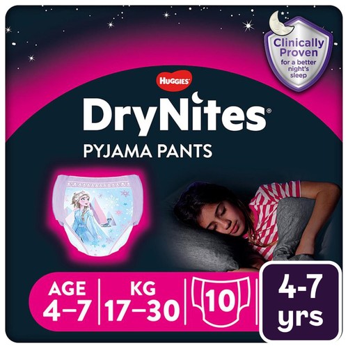 Huggies DryNites Girls Pyjama Pants, 4-7 Yrs (17-30kg)