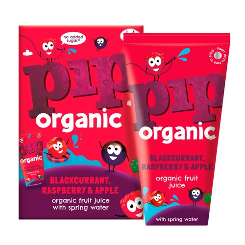 Pip Organic Blackcurrant, Raspberry & Apple Juice with Spring Water Cartons