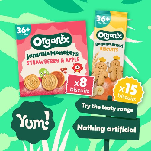 Organix Jammie Monsters Biscuits Toddler Snack Multipack 36+ Months