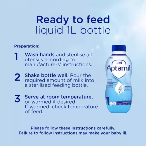Aptamil 1 First Infant Baby Milk Formula Liquid Ready to Feed from Birth