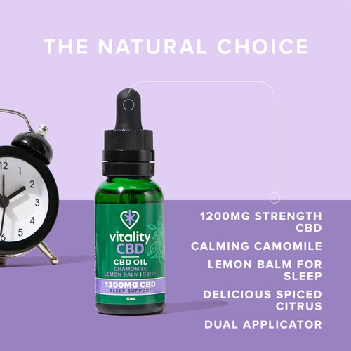 Vitality CBD Sleep Support Oil 1200mg, Dual applicator