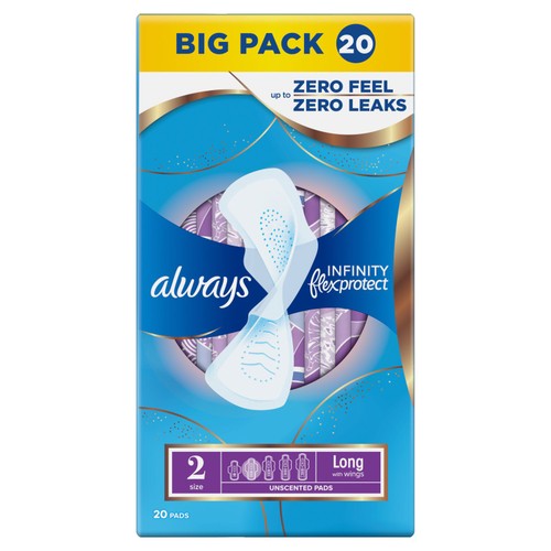 Always Infinity Pads Long (Size 2) Value Pack 20 Count