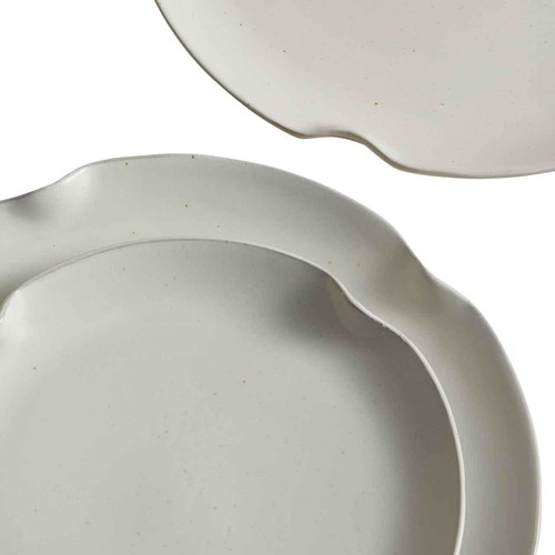 M&S Crimped Scallop 12 Piece Dinner Set, Cream