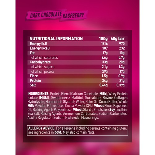 Grenade Dark Chocolate Raspberry Protein Bar 