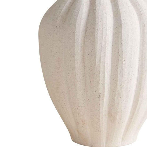 M&S Large Fluted Neck Ceramic Vase , Cream