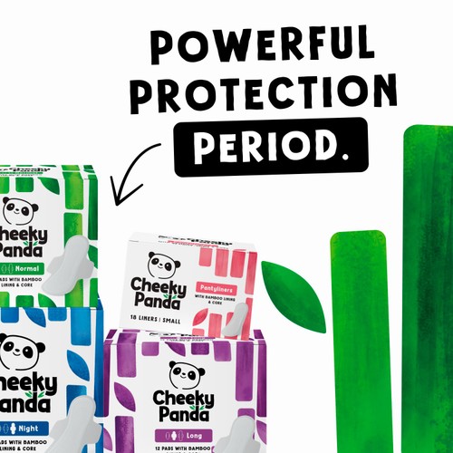Cheeky Panda Heavy Period Pads with Biodegradable Bamboo Lining and Core