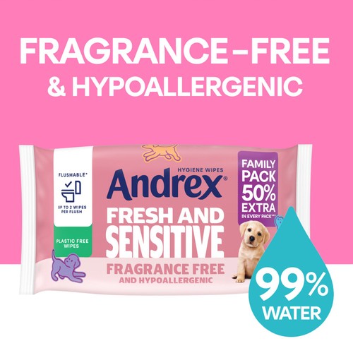Andrex Fresh and Sensitive Flushable Hygiene Wipes Mega Pack