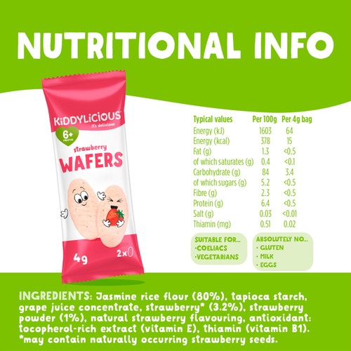 Kiddylicious Strawberry Maxi Wafers Baby Snacks Multi