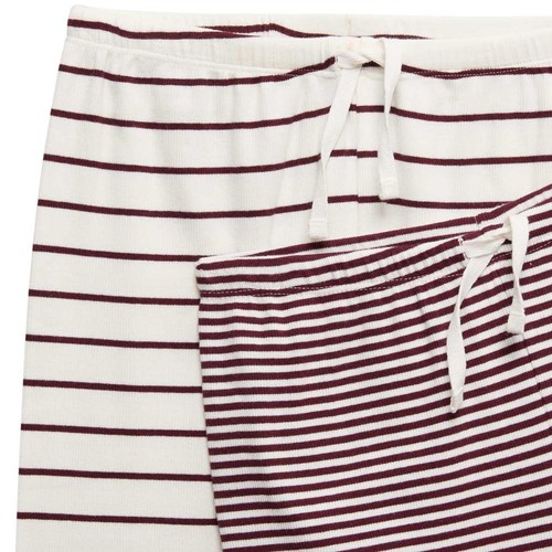 M&S OG GRAPHIC STRIPE 2PK LS LL PJ, 10-11, Burgundy