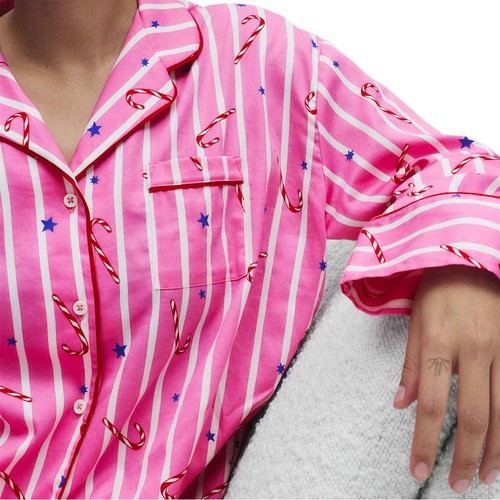 M&S Womens Striped Pyjama Set, 20, Pink 