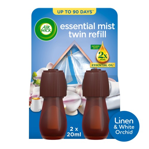 Airwick Linen & White Orchid Essential Mist, Twin Refill
