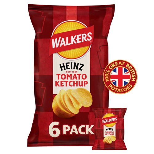 Walkers Tomato Ketchup Multipack Crisps 6x25g