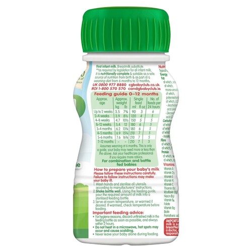 Cow & Gate 1 First Infant Baby Milk Formula Liquid Ready to Feed from Birth
