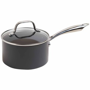 M&S Chef Hard Anodised 14cm Small Milk Pan, Black Mix