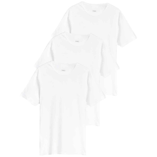 M&S Mens Essential Cotton T-Shirt Vests, 2XL, White