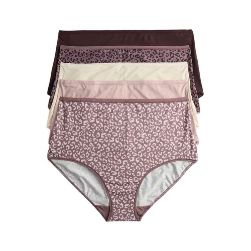 M&S Womens Microfibre Full Briefs, 14, Brown Mix