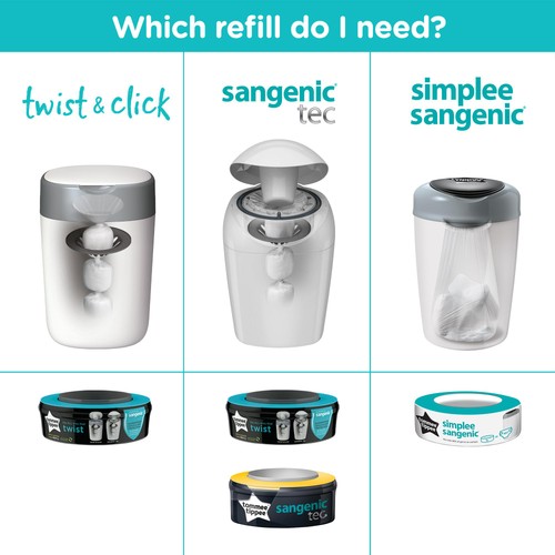 Tommee Tippee Twist & Click Nappy Bin Refill Cassettes