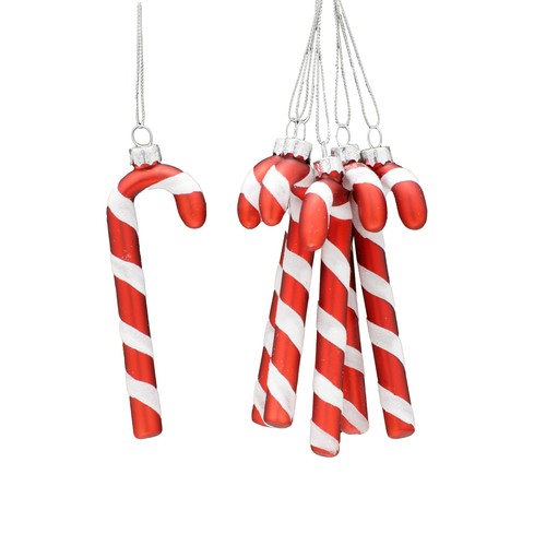 Glass Red & White Candy Canes 