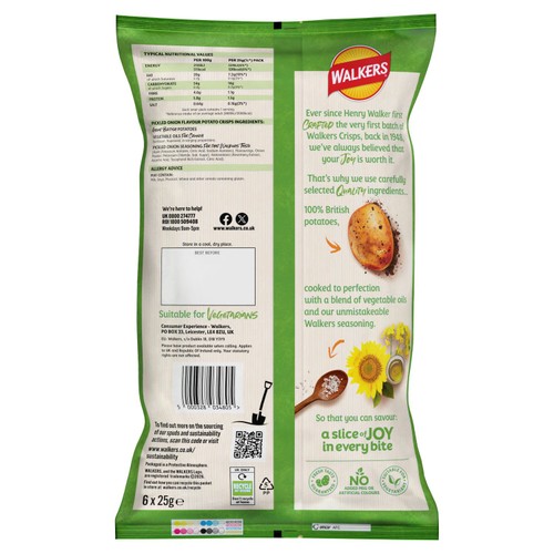 Walkers Pickled Onion Multipack Crisps 6x25g