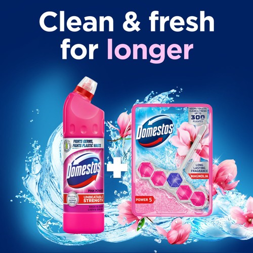 Domestos Power 5 Toilet Rim block Pink