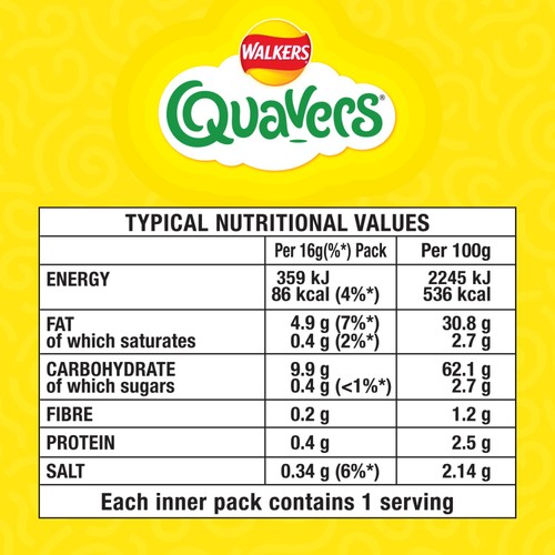 Walkers Quavers Cheese Multipack Snacks Crisps 20x16g
