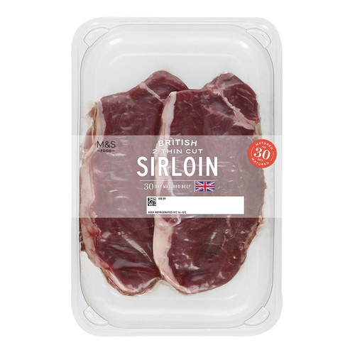 M&S 2 Thin Cut Sirloin Steaks