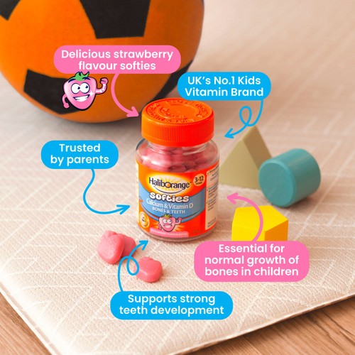 Haliborange  Kid's Softies Calcium & Vitamin D Strawberry Gummies 3-12yrs 
