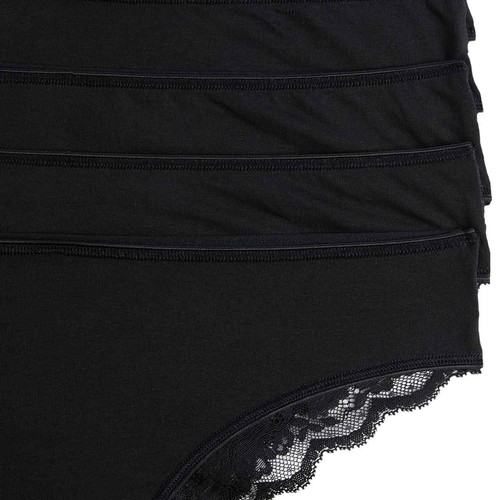 M&S Womens Cotton Rich Printed Brazilian Knickers, 16, Black
