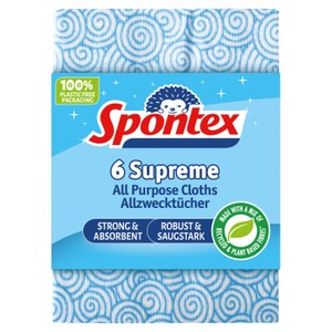 Spontex Supreme All Purpose Cleaning Cloths Super Absorbent