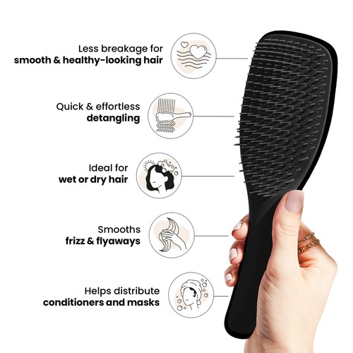 Tangle Teezer The Wet Detangler Hairbrush, Liquorice Black