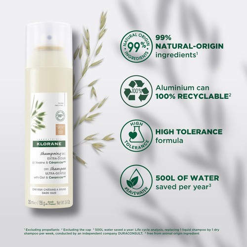 Klorane Extra-Gentle Tinted  Dry Shampoo Oat & CeramideLIKE