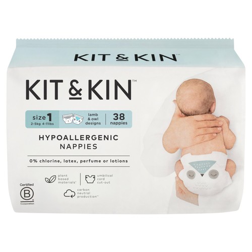 Kit & Kin Hypoallergenic Nappies Size 1 (2-5kg)