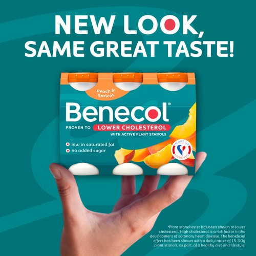 Benecol Cholesterol Lowering Yoghurt Drink Peach & Apricot No Added Sugar