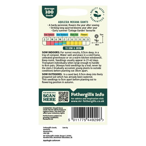 Mr Fothergills Seeds Oh Sow Simple Aquilegia Mix