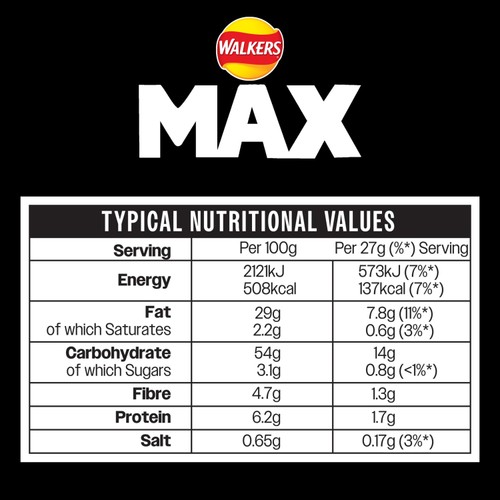 Walkers Max Punchy Paprika Multipack Crisps 6x27g